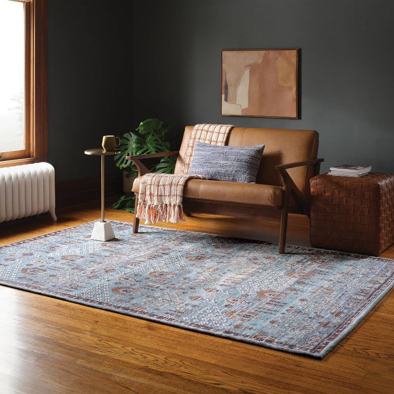 slide 2 of 4, 5'x7' Woven Flatweave Area Rug Blue - Threshold™, 1 ct