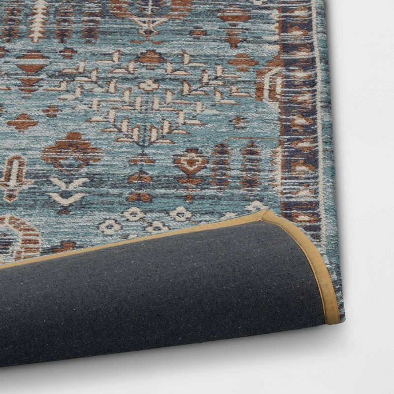 slide 4 of 4, 5'x7' Woven Flatweave Area Rug Blue - Threshold™, 1 ct