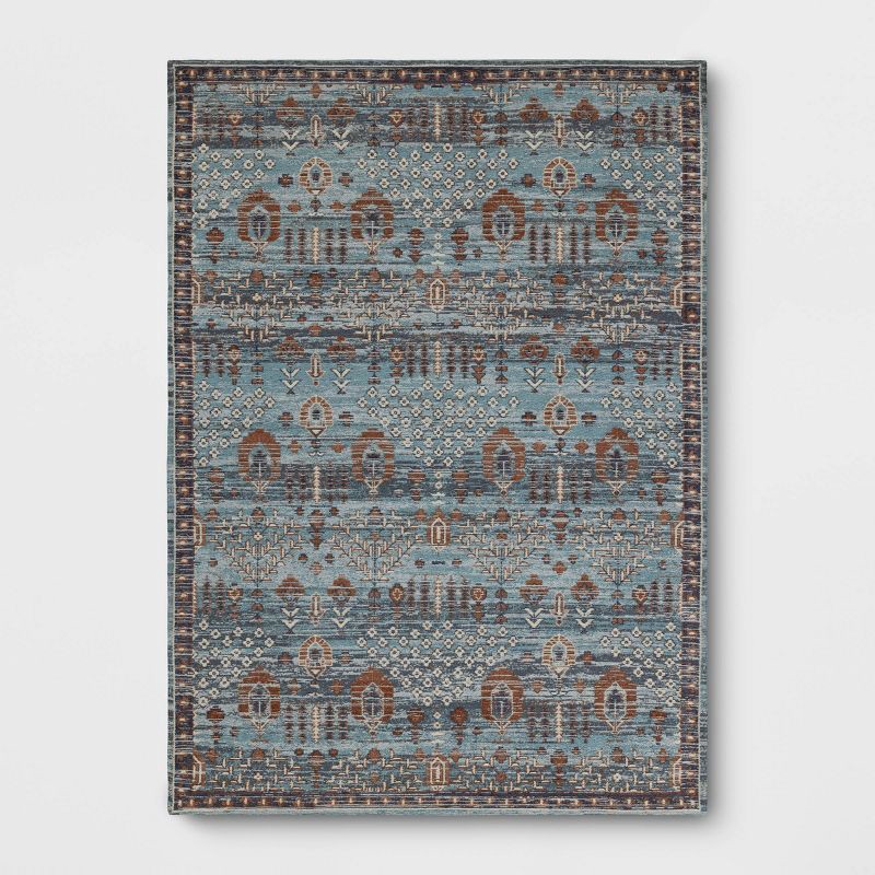 slide 1 of 4, 5'x7' Woven Flatweave Area Rug Blue - Threshold™, 1 ct