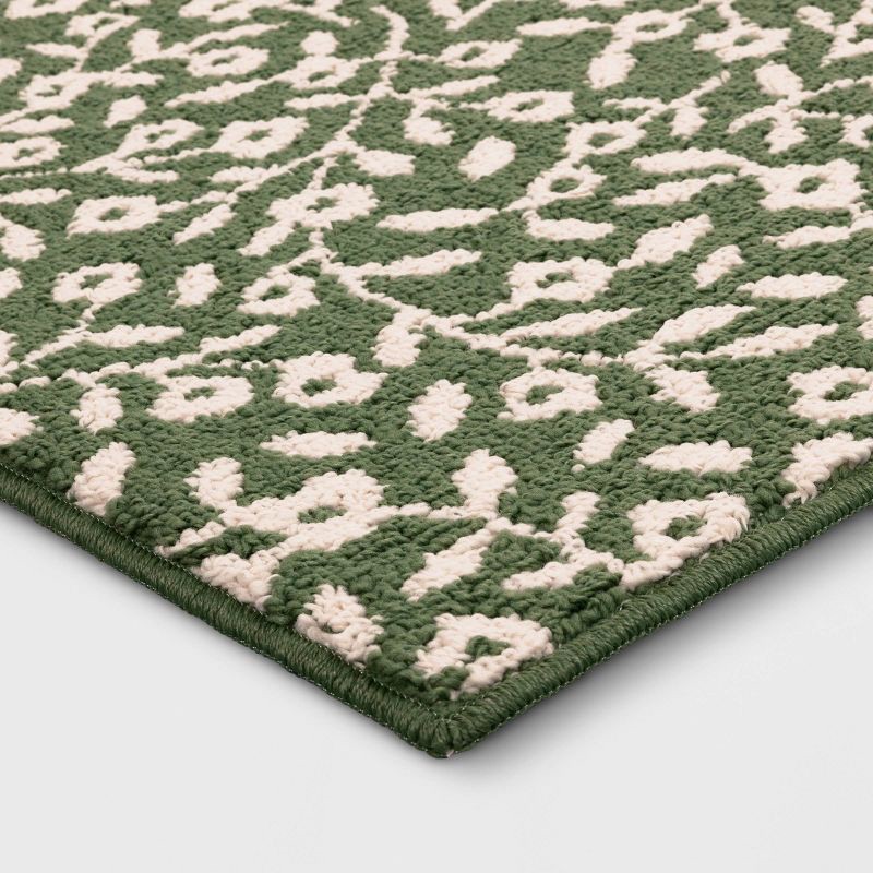 slide 3 of 4, 2'x3' Botanical Washable Accent Rug Fern Green - Threshold™, 1 ct