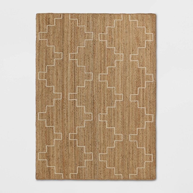 slide 1 of 4, 5'x7' Braided Area Rug Light Brown/Ivory - Threshold™, 1 ct