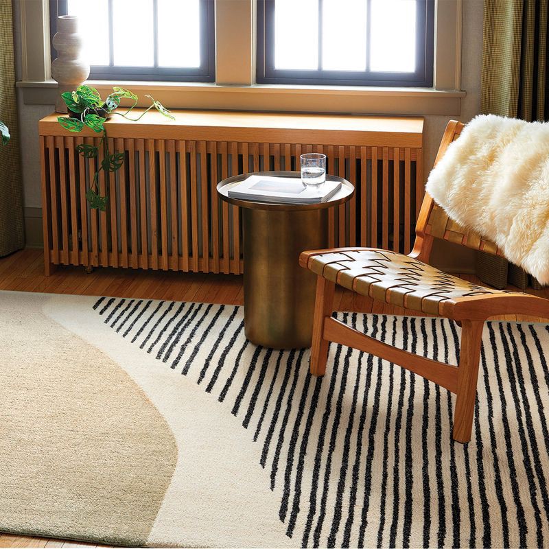 slide 2 of 4, 5'x7' Color Blocked Linear Area Rug Tan/Black - Threshold™, 1 ct