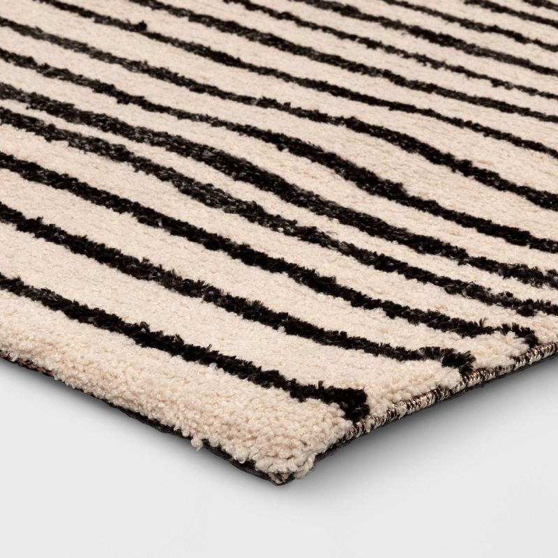 slide 3 of 4, 5'x7' Color Blocked Linear Area Rug Tan/Black - Threshold™, 1 ct