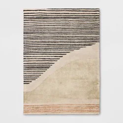5'x7' Color Blocked Linear Area Rug Tan/Black - Threshold™