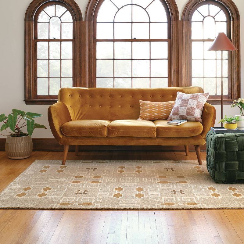 slide 2 of 4, 5'x7' Global Handtufted Area Rug Tan - Threshold™, 1 ct