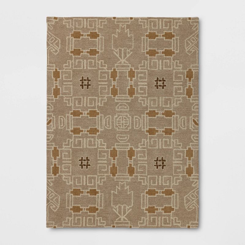 slide 1 of 4, 5'x7' Global Handtufted Area Rug Tan - Threshold™, 1 ct