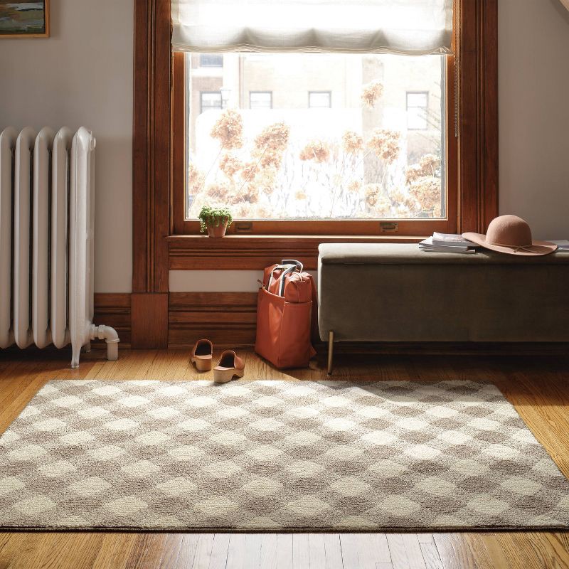 slide 2 of 4, 4'x6' Gingham Washable Area Rug Heathered Gray/Ivory - Threshold™, 1 ct