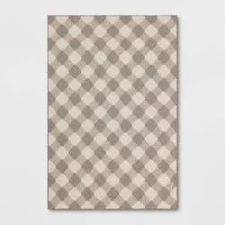 4'x6' Gingham Washable Area Rug Heathered Gray/Ivory - Threshold™