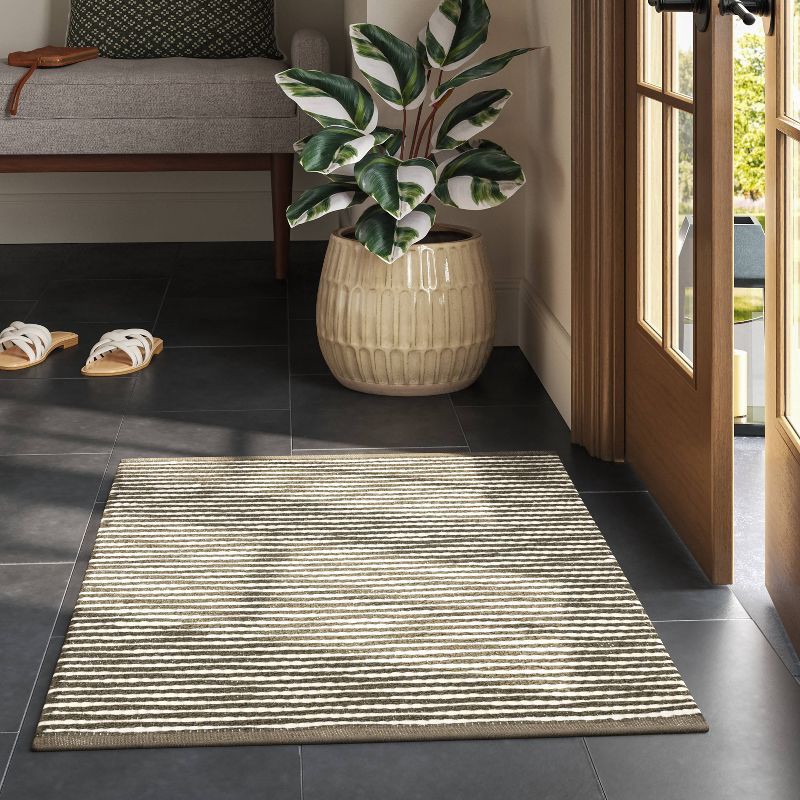 slide 2 of 4, 2'x3' Striped Accent Rug Olive Green - Threshold™, 1 ct