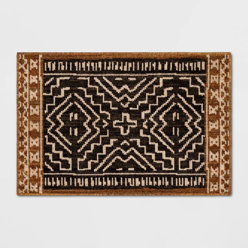 slide 1 of 4, 2'x3' Global Accent Rug Black/Tan - Threshold™, 1 ct