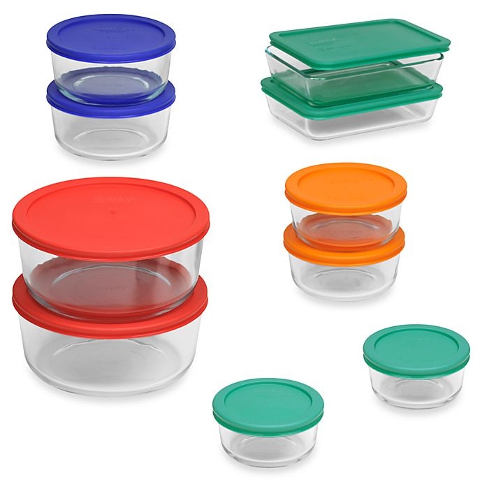 slide 1 of 1, Pyrex Storage Plus Container Set with Color Lids, 20 ct