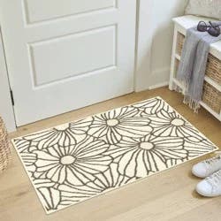 Maples 2'x3' Outline Floral Washable Accent Rug Ivory