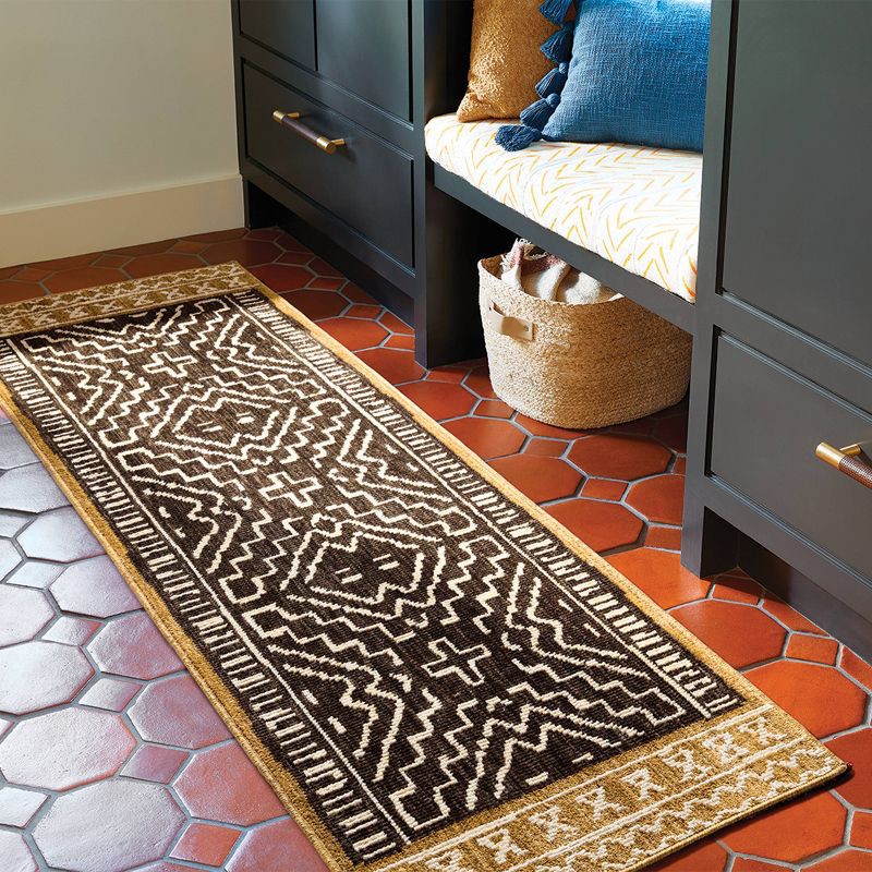 slide 2 of 4, 2'4"x7' Global Runner Rug Black/Tan - Threshold™, 1 ct