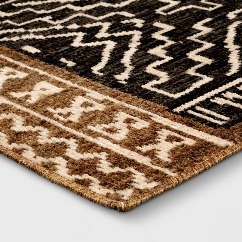 slide 3 of 4, 2'4"x7' Global Runner Rug Black/Tan - Threshold™, 1 ct