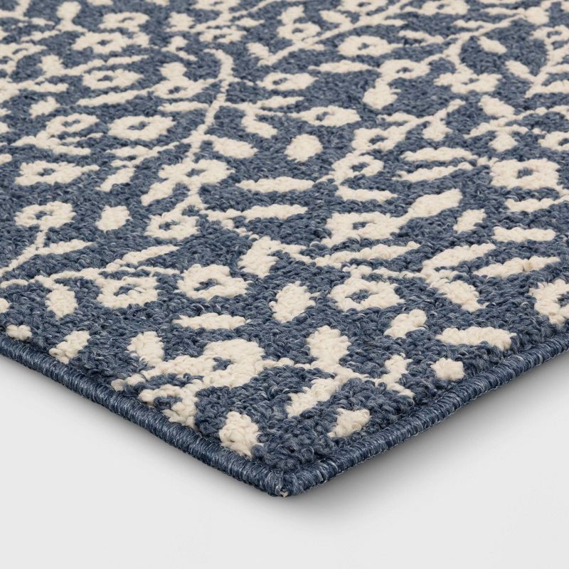 slide 3 of 4, 28"x84" Botanical Washable Runner Rug Indigo - Threshold™, 1 ct