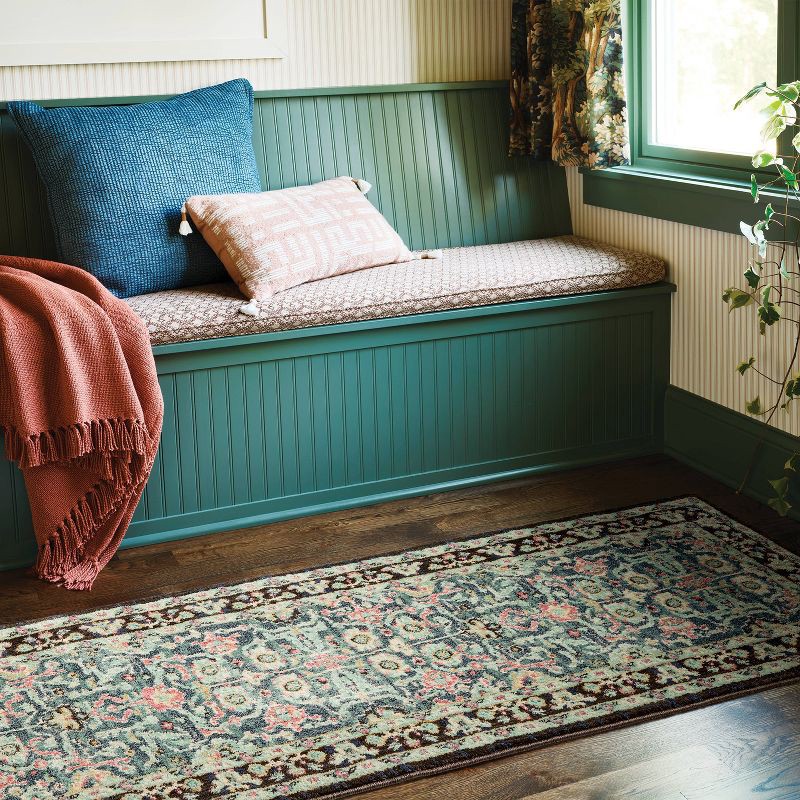 slide 2 of 4, 2'4"x7' Floral Persian Runner Rug - Threshold™, 1 ct