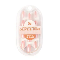 Olive & June Press-On Fake Nails - Minimalist - M Oval - Bubblegum Chrome - 42ct: Vegan, Aluminum-Free, Paraben-Free