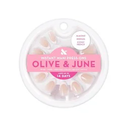 Olive & June Press-On Fake Nails - M Almond - Iconic French - 42ct: Gloss Finish, Medium Size, Almond Shape