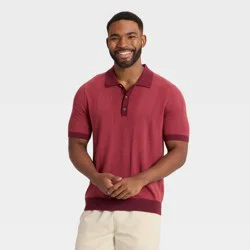 Men's Short Sleeve Polo Sweater - Goodfellow & Co™ Berry Red L