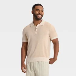 Men's Short Sleeve Polo Sweater - Goodfellow & Co™ Beige M