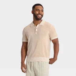 Men's Short Sleeve Polo Sweater - Goodfellow & Co™ Beige L