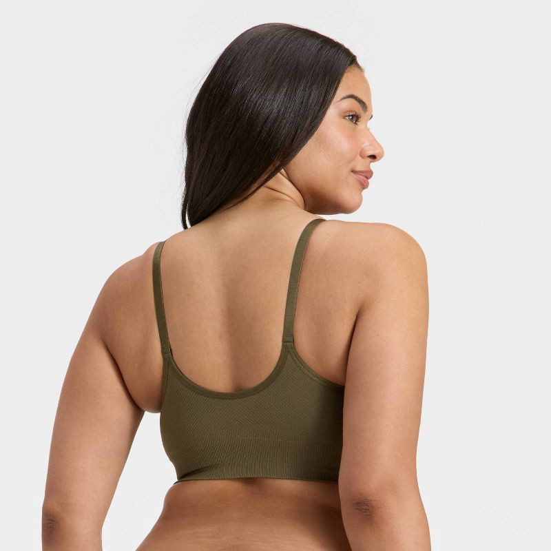 slide 5 of 5, Women's Seamless Light Support Nursing Sports Bralette - Auden™ Moss Green XXL, 1 ct