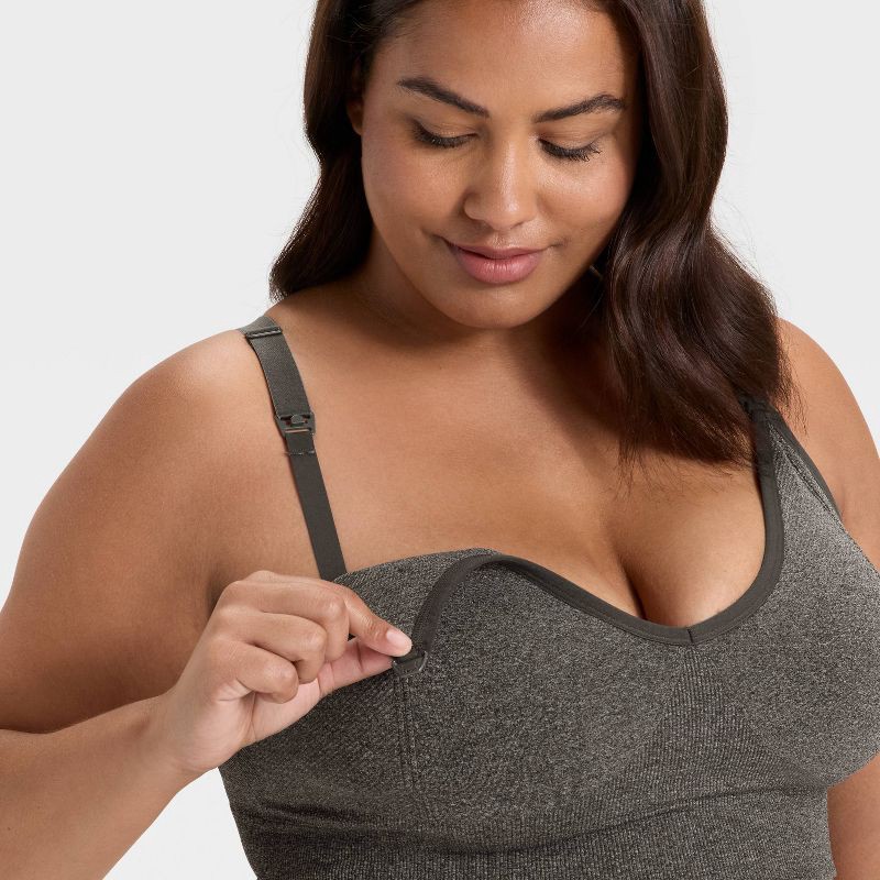 slide 3 of 5, Women's Seamless Light Support Nursing Sports Bralette - Auden™ Heathered Gray S, 1 ct