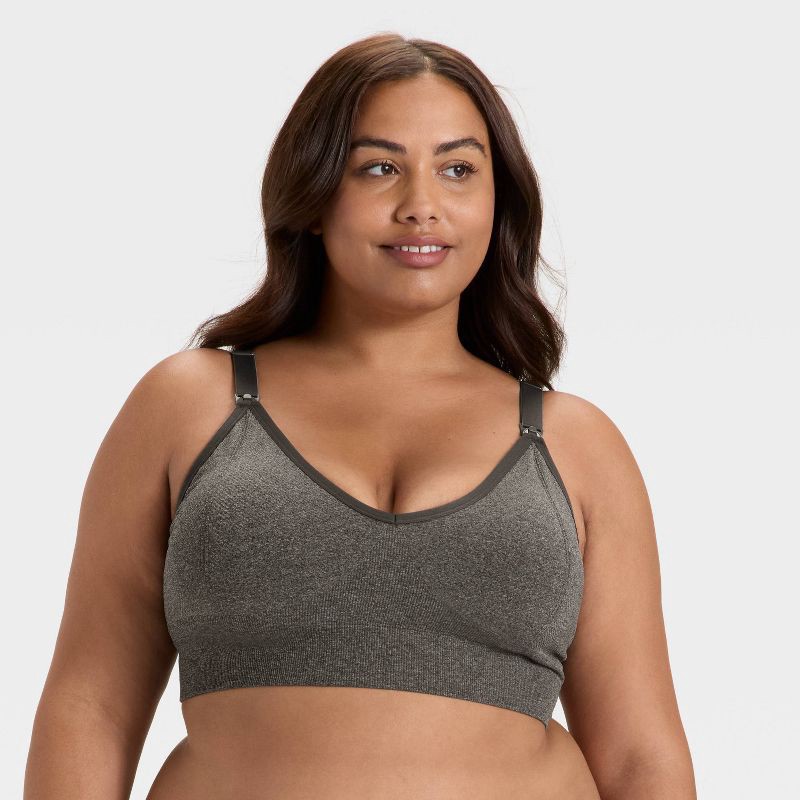 slide 1 of 5, Women's Seamless Light Support Nursing Sports Bralette - Auden™ Heathered Gray M, 1 ct