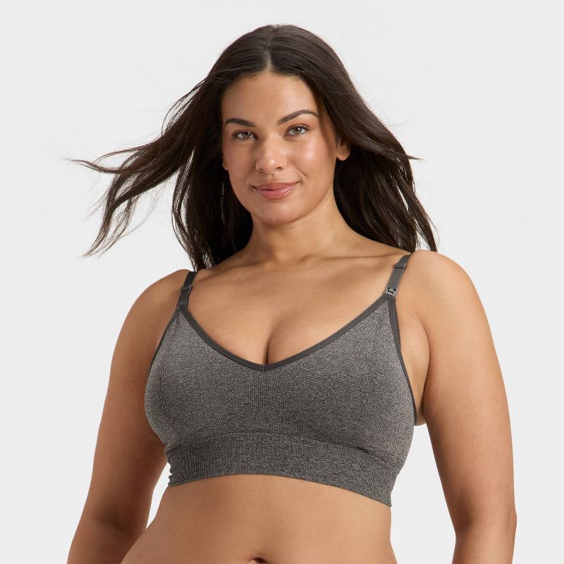 slide 4 of 5, Women's Seamless Light Support Nursing Sports Bralette - Auden™ Heathered Gray XL, 1 ct