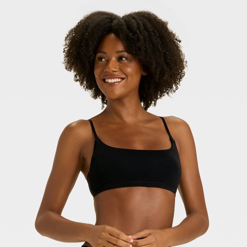 slide 1 of 5, Women's Luxe Stretch Unlined Nursing Bralette - Auden™ Black XL, 1 ct