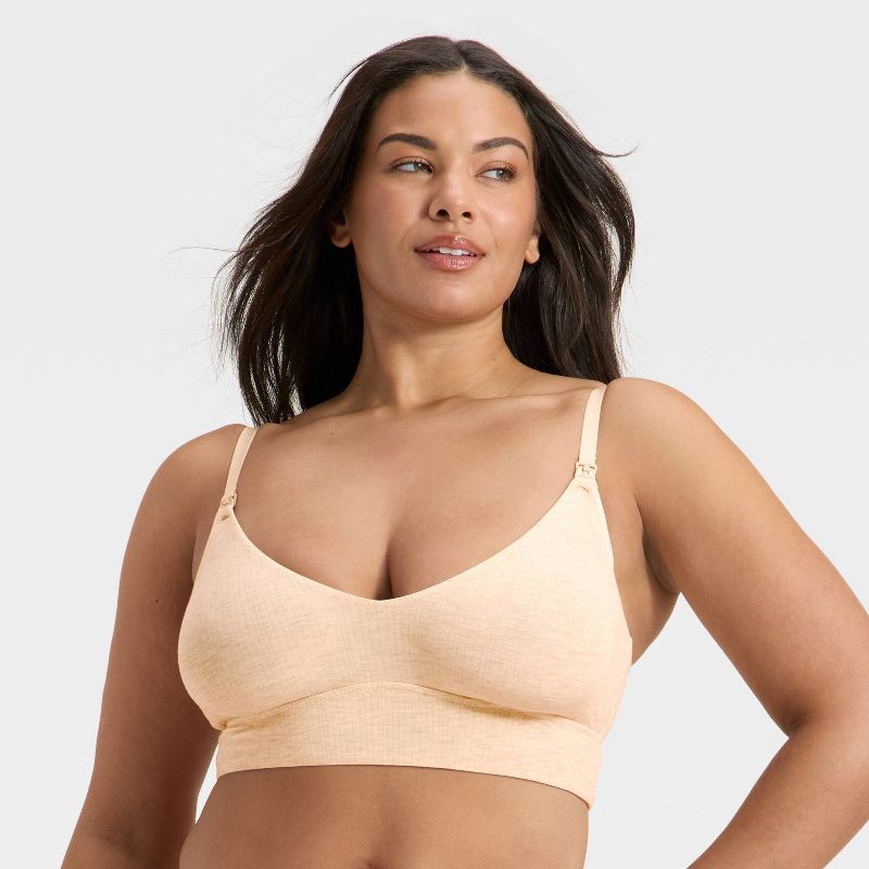 slide 4 of 5, Women's Modal Blend Nursing Unlined Bralette - Auden™ Oatmeal M, 1 ct