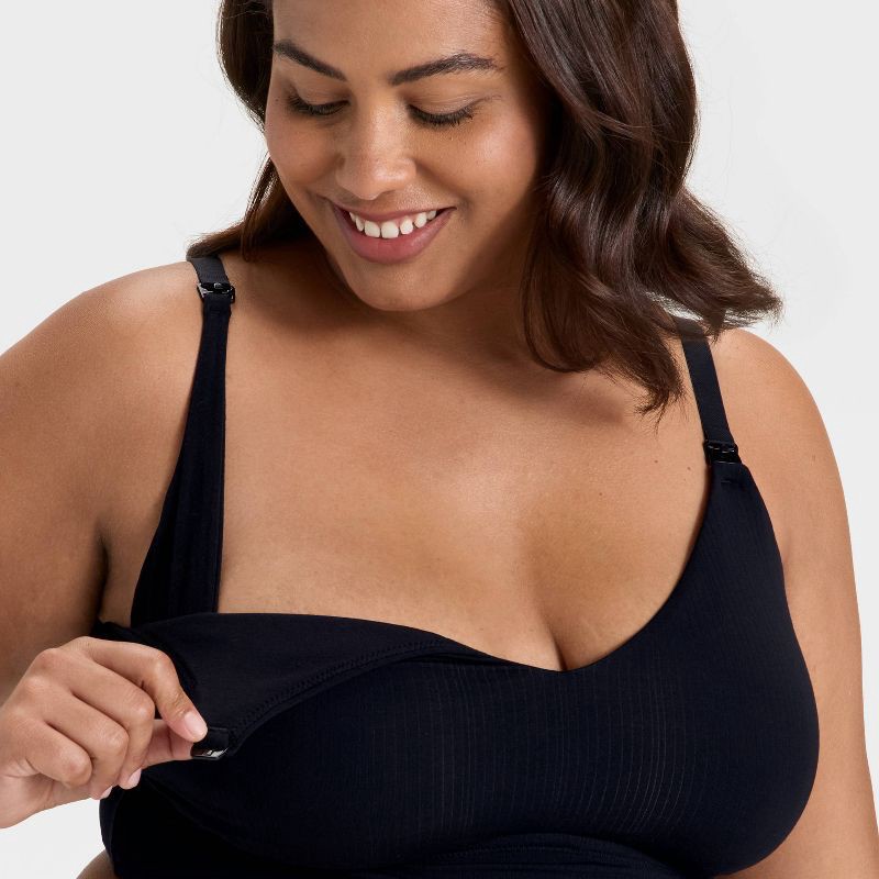 slide 3 of 5, Women's Modal Blend Nursing Unlined Bralette - Auden™ Black L, 1 ct