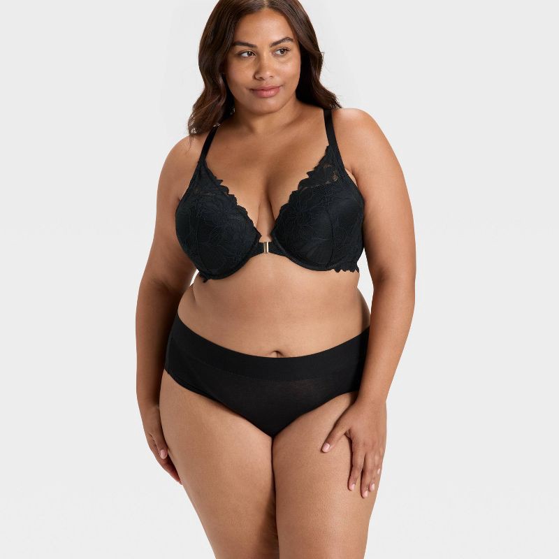 slide 3 of 3, Women's Lace Push-Up Plunge Bra - Auden™ Black 42DDD, 1 ct