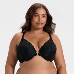 Women's Lace Push-Up Plunge Bra - Auden™ Black 44DDD