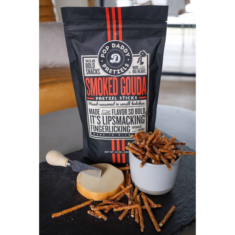 slide 3 of 4, Pop Daddy Seasoned Pretzels - Smoked Gouda - 10oz, 10 oz