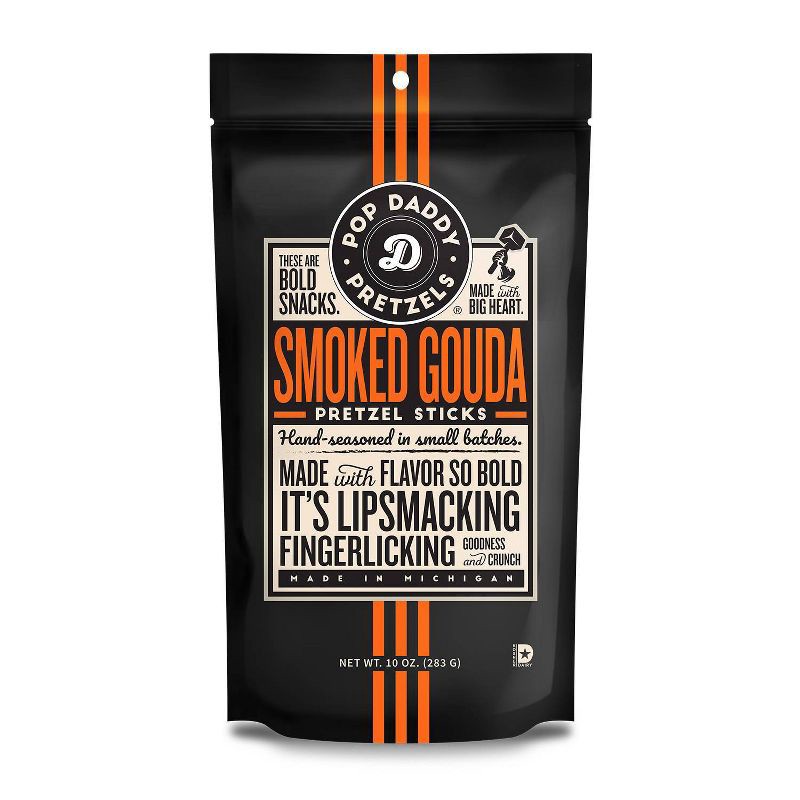 slide 1 of 4, Pop Daddy Seasoned Pretzels - Smoked Gouda - 10oz, 10 oz
