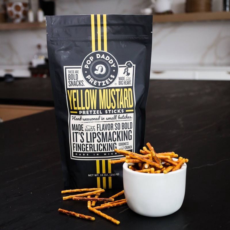 slide 3 of 3, Pop Daddy Seasoned Pretzels Yellow Mustard - 10oz, 10 oz