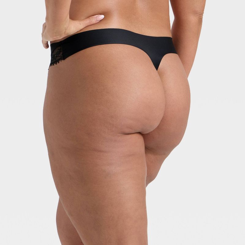 slide 5 of 5, Women's Invisible Edge Lace Thong Underwear - Auden™ Black S, 1 ct