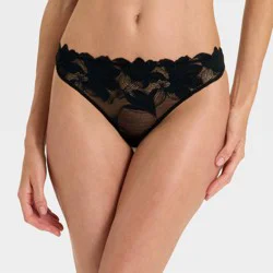 Women's Dark Lily Lace Cut Out Thong Underwear - Auden™ Black S