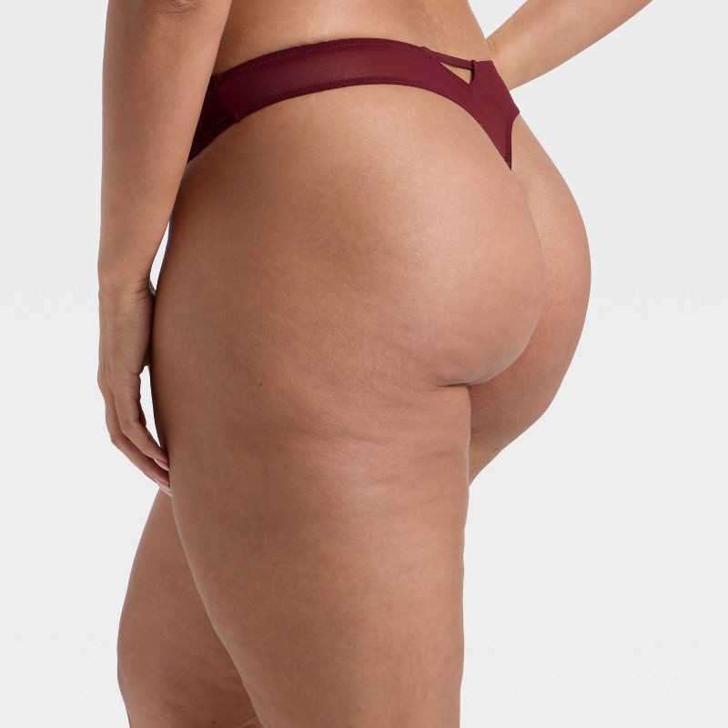 slide 3 of 5, Women's Lace Cut Out Thong Underwear - Auden™ Berry Red XL, 1 ct