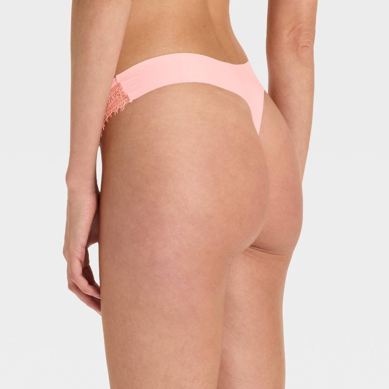 slide 2 of 5, Women's Invisible Edge Lace Thong Underwear - Auden™ Blush S, 1 ct