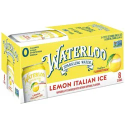 Waterloo Sparkling Water Lemon Italian Ice Sparkling Water - 8pk/12 fl oz Cans