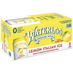 Waterloo Sparkling Water Lemon Italian Ice Sparkling Water - 8pk/12 fl oz Cans