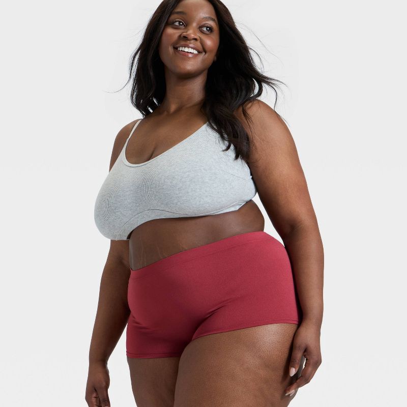 slide 3 of 3, Women's Seamless Boy Shorts Underwear - Auden™ Burgundy XXL, 1 ct