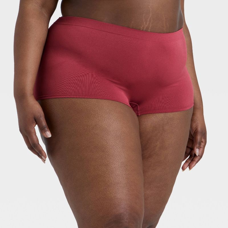 slide 1 of 3, Women's Seamless Boy Shorts Underwear - Auden™ Burgundy 3X, 1 ct