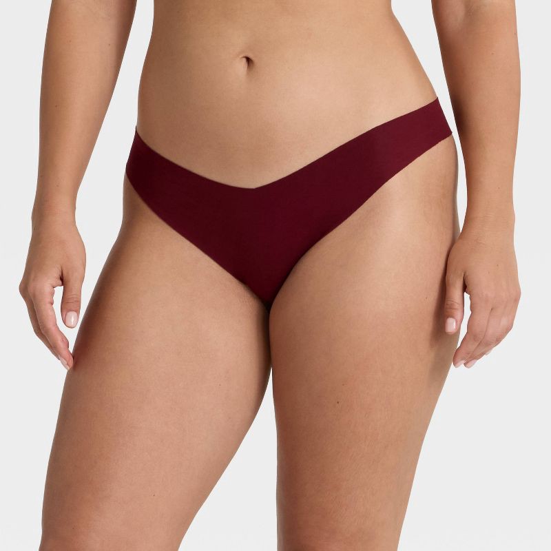 slide 1 of 5, Women's Invisible Edge Cotton Thong Underwear - Auden™ Berry Red M, 1 ct