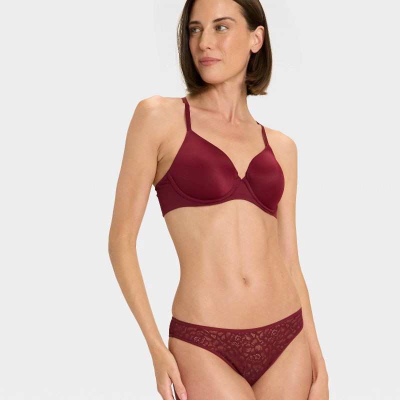 slide 3 of 5, Women's Rose Lace Cheeky Underwear - Auden™ Red S, 1 ct