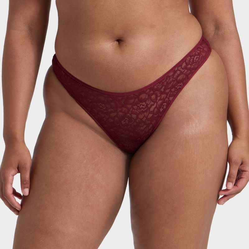 slide 4 of 5, Women's Rose Lace Cheeky Underwear - Auden™ Red M, 1 ct