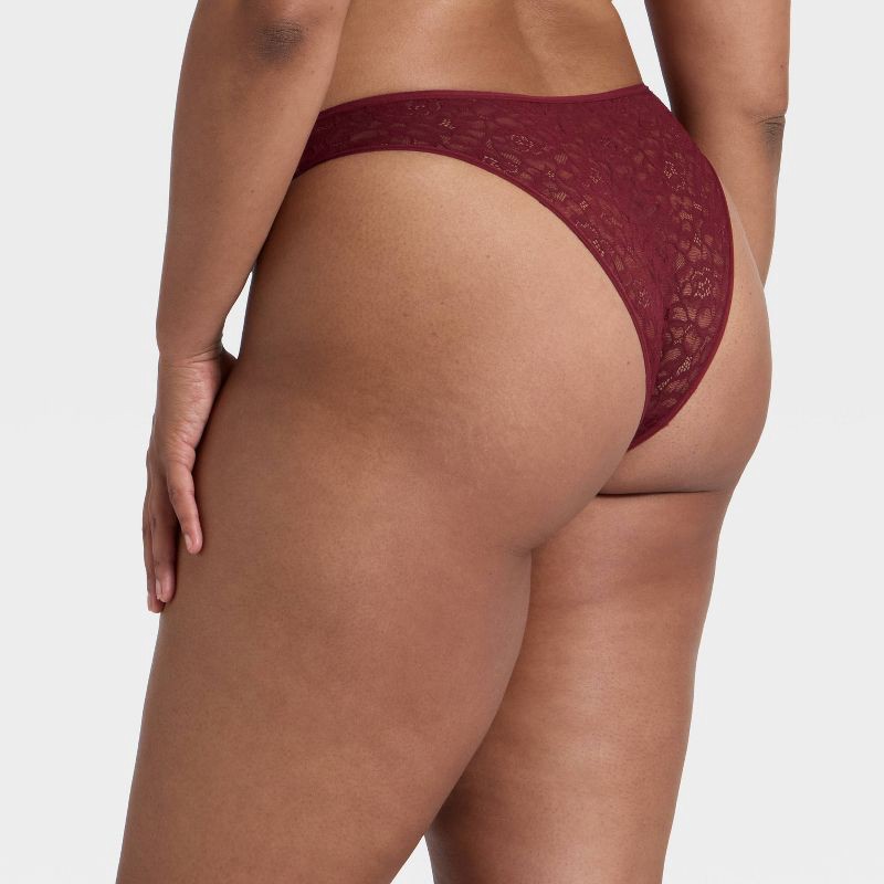 slide 5 of 5, Women's Rose Lace Cheeky Underwear - Auden™ Red L, 1 ct
