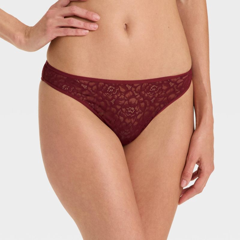 slide 1 of 5, Women's Rose Lace Cheeky Underwear - Auden™ Red L, 1 ct